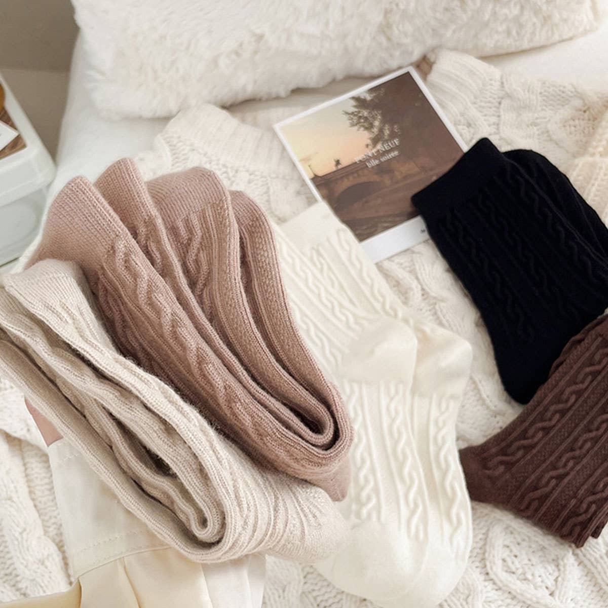 Cashmere Feel Socks : One size : 4 colors