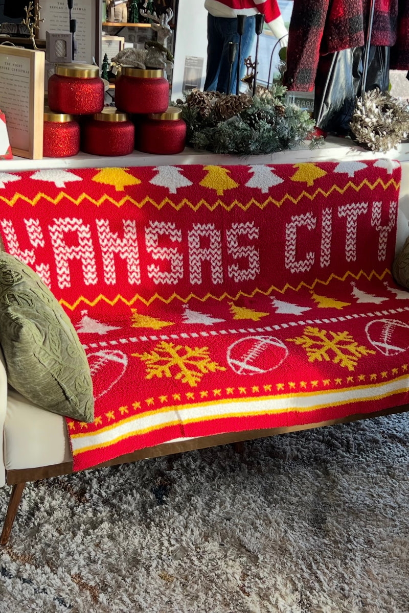Kansas City Holiday Plush Blanket : Red