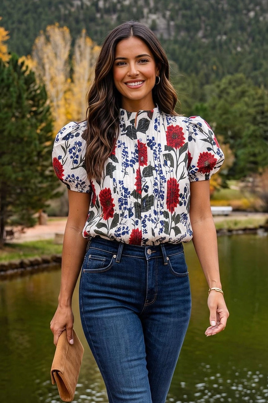 Calluna Button Down Collared Blouse : Ecru