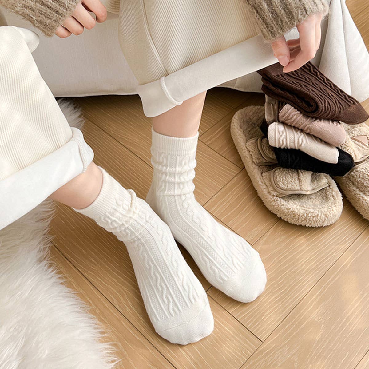 Cashmere Feel Socks : One size : 4 colors