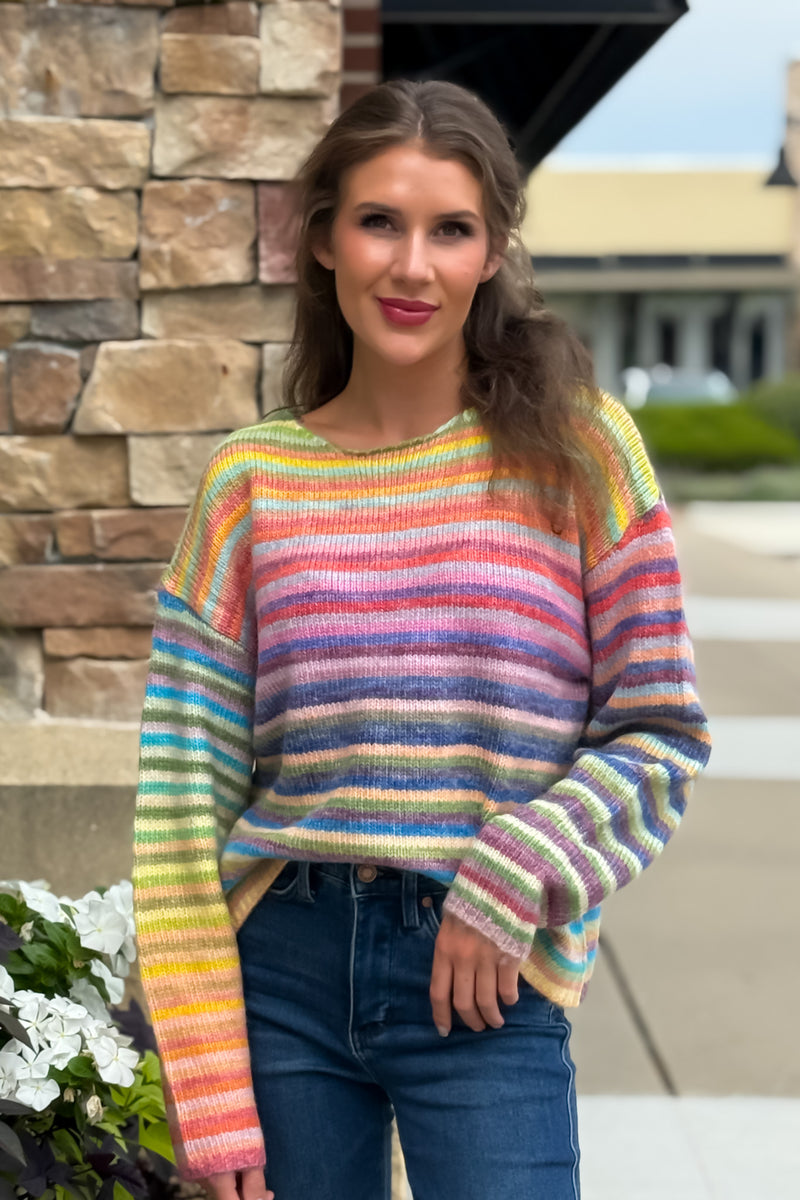 Nidia Knit Top : Rainbow