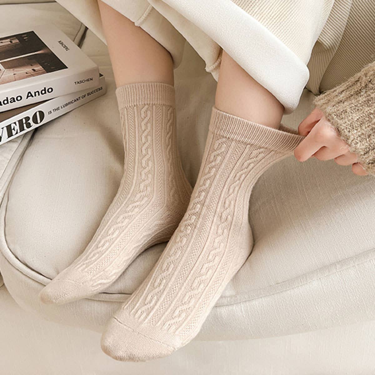 Cashmere Feel Socks : One size : 4 colors