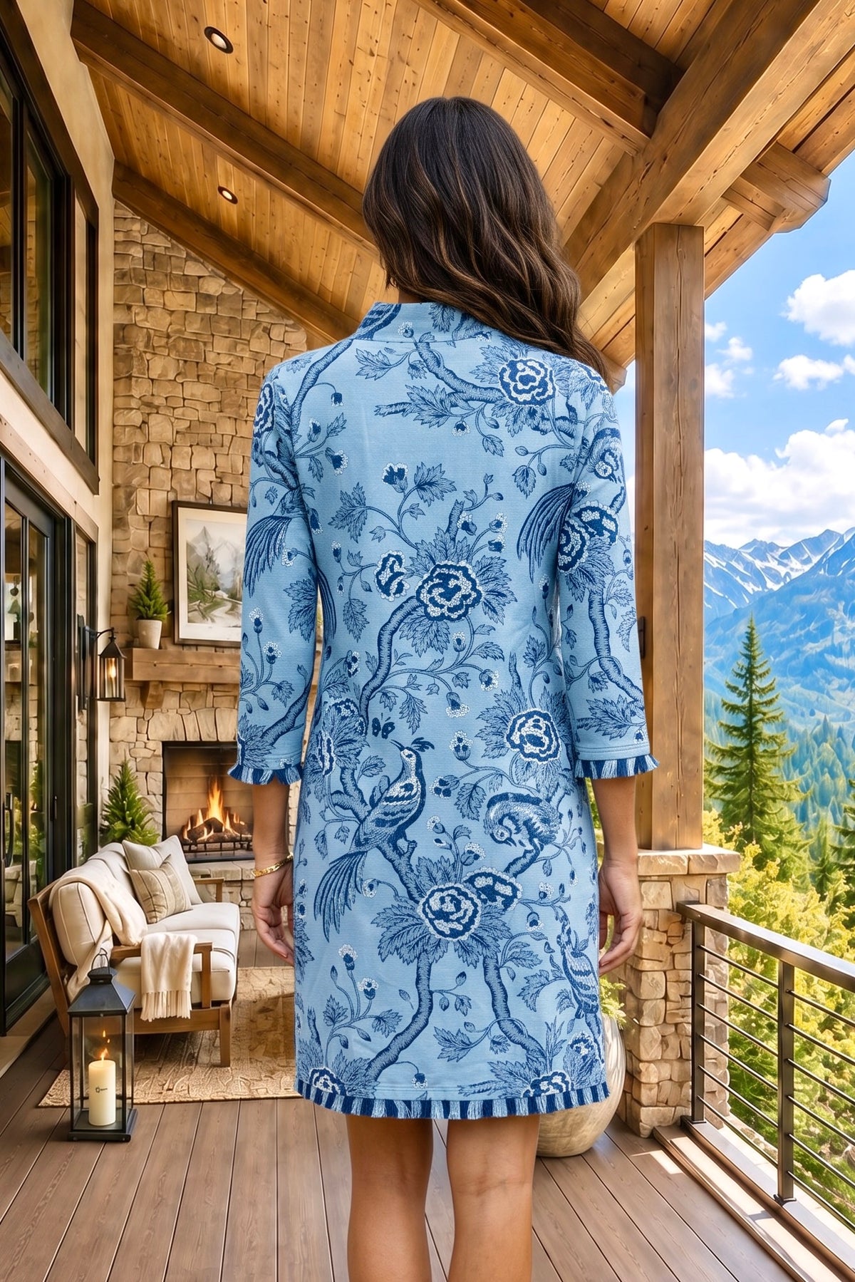 Spartina Abrielle Fringe Dress : Bird Blue