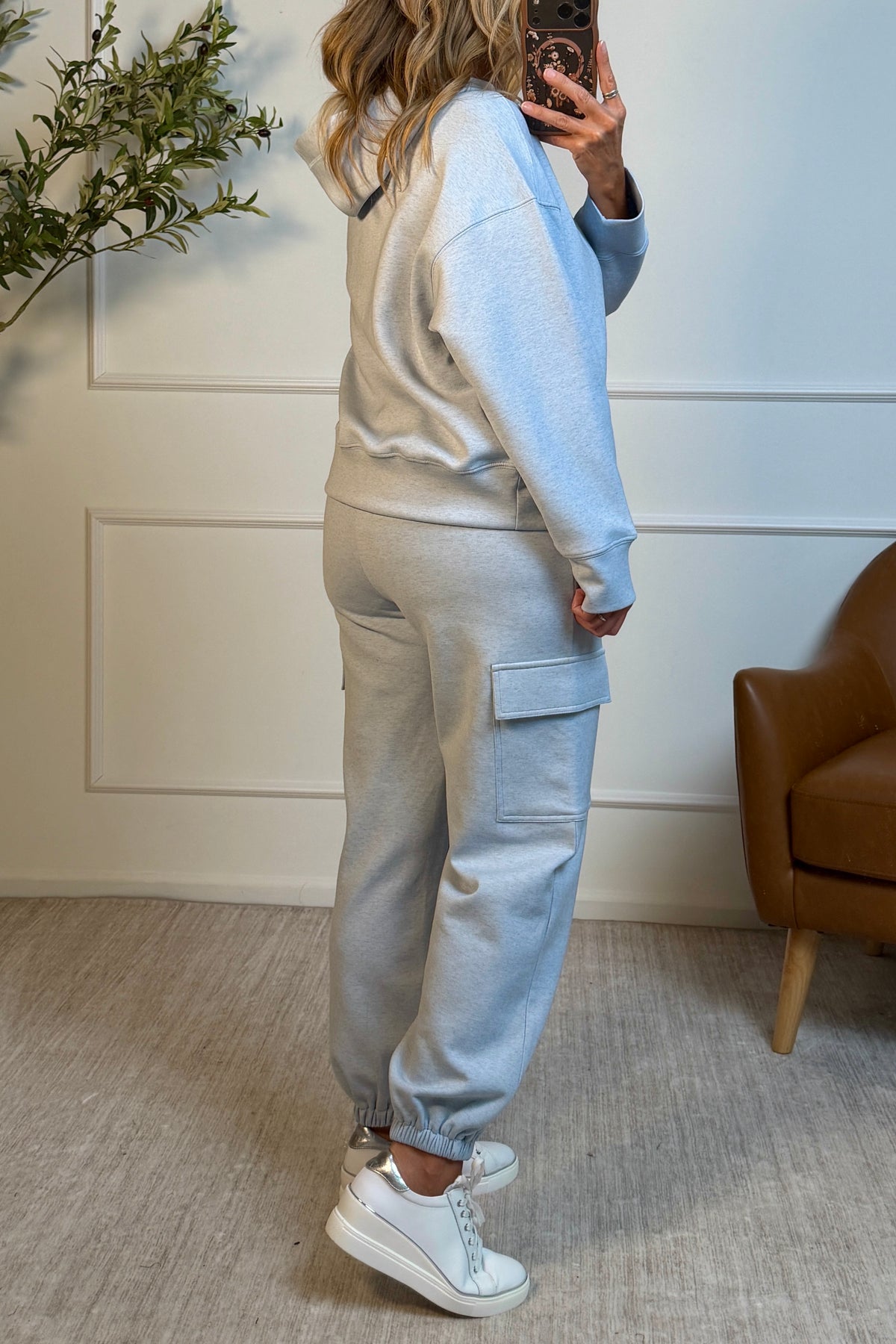 Eleora Quarter Zip Hoodie : Baby Blue