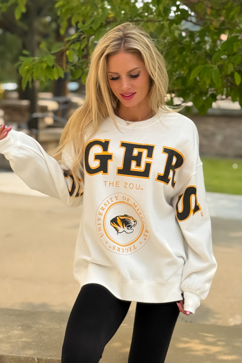 Mizzou Philly Split Crew Top : White