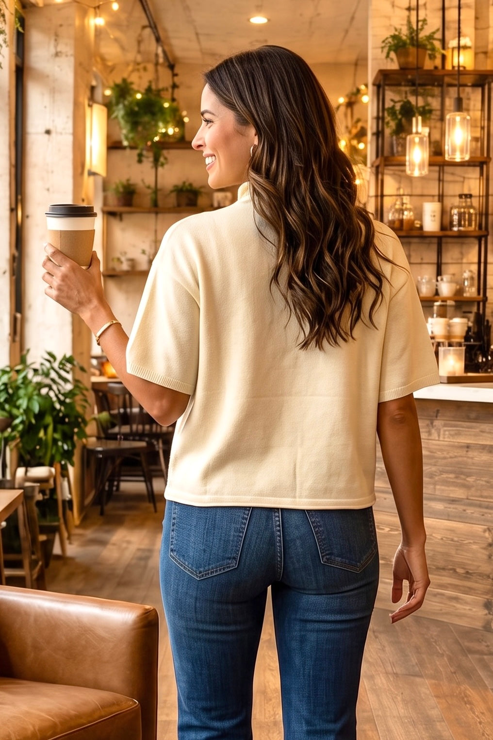Reilly Short Sleeve Sweater : Champagne