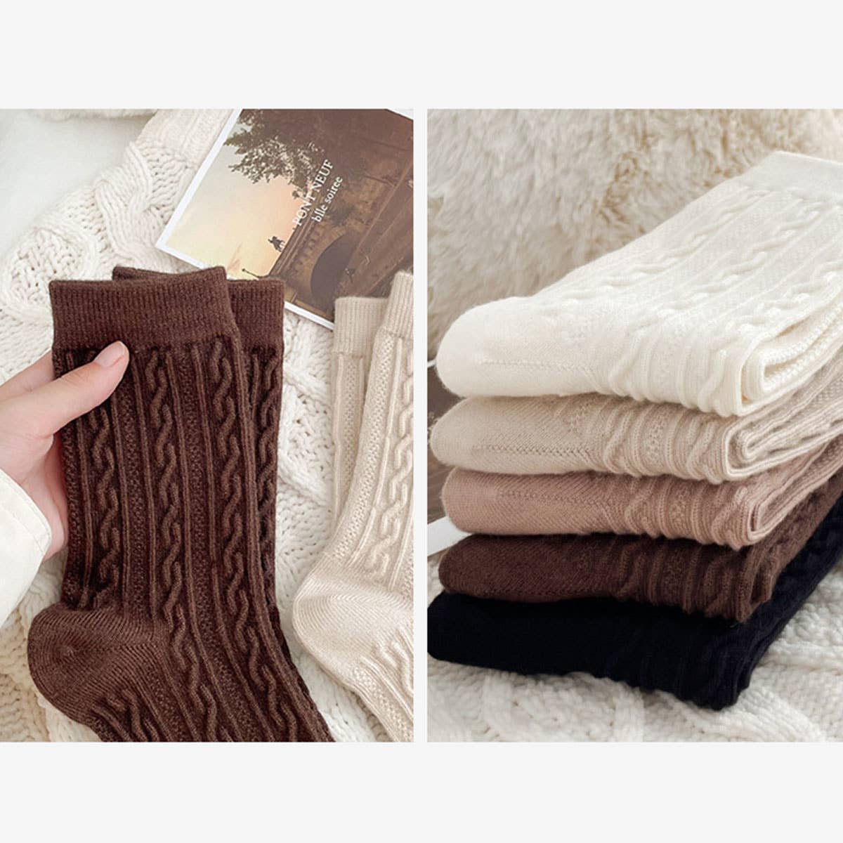 Cashmere Feel Socks : One size : 4 colors