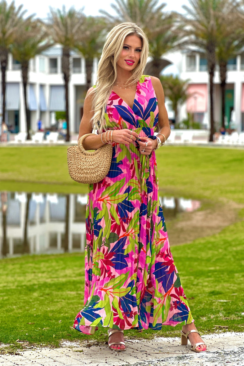 Tribal Brylee Sleeveless Plisee Dress : Teaberry