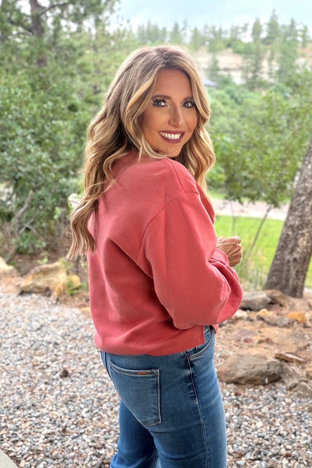 Laylah Relaxed Fit Sweatshirt : Dark Rose