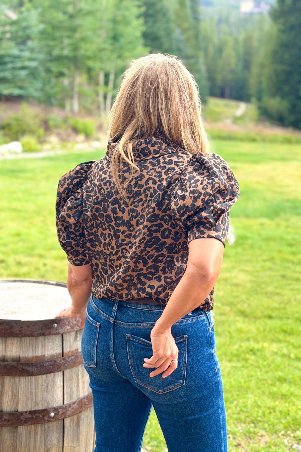 Evita Animal Print Top : Camel
