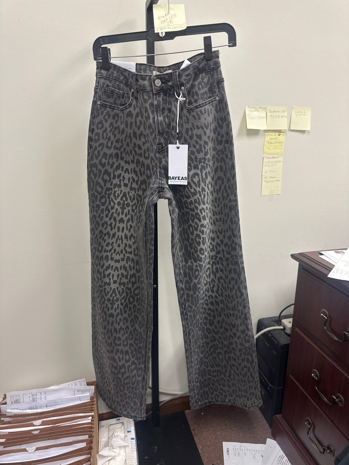 Vandelia High Rise Jeans : Black Leopard Print