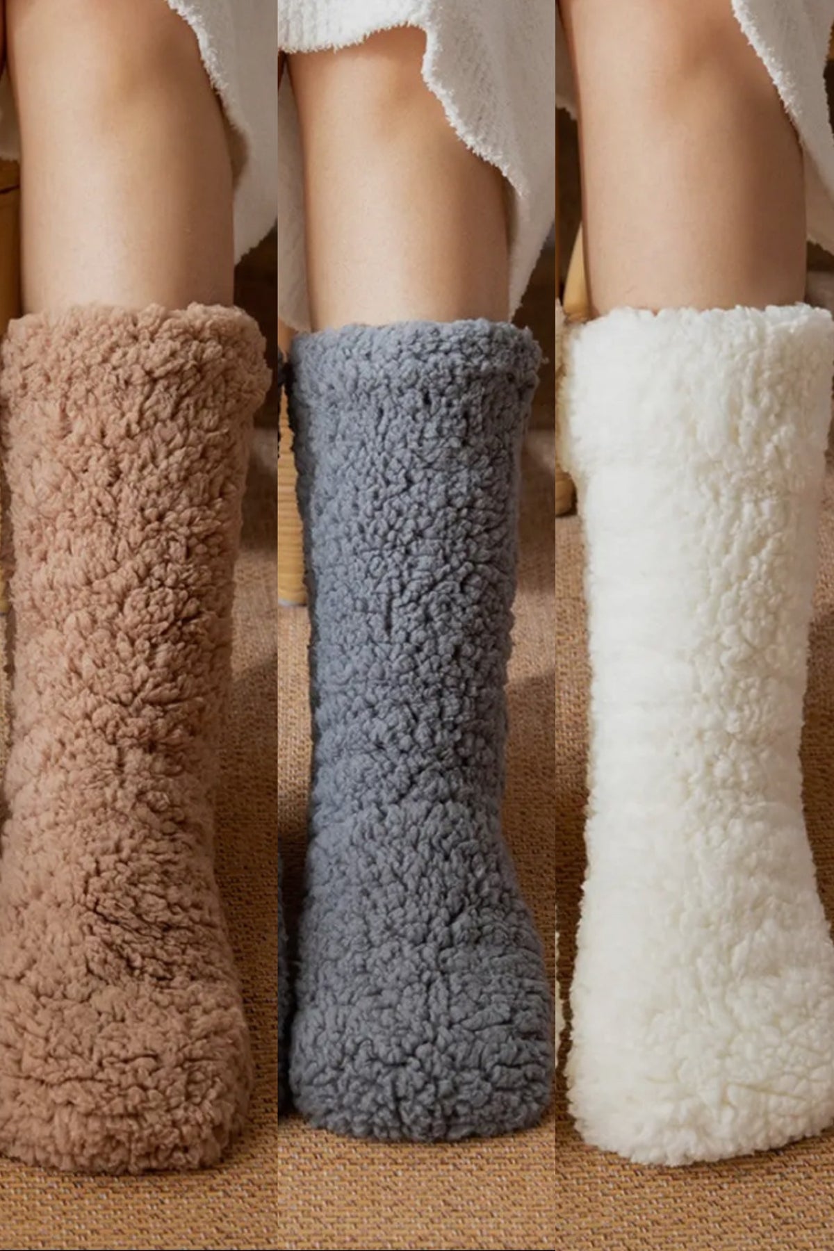 Plush Thick Sock Slippers : 3 colors