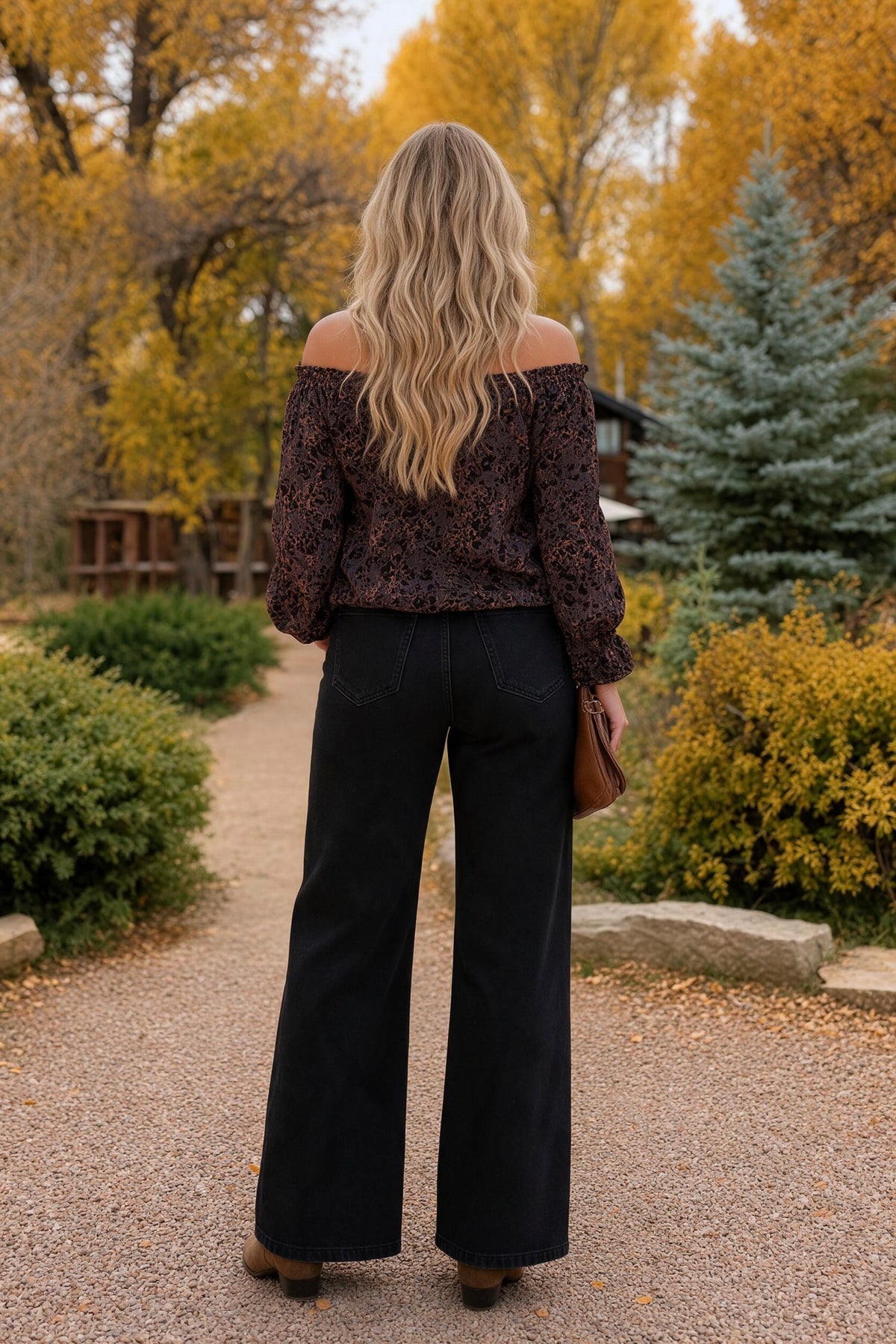 Trudy Velvet Off the Shoulder Blouse : Leopard Charcoal