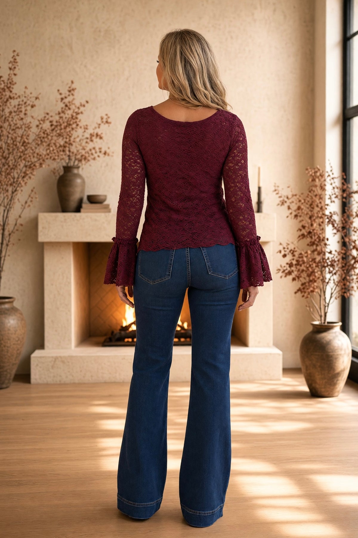 Tribal Brigid Fancy Lace Top : Cherry