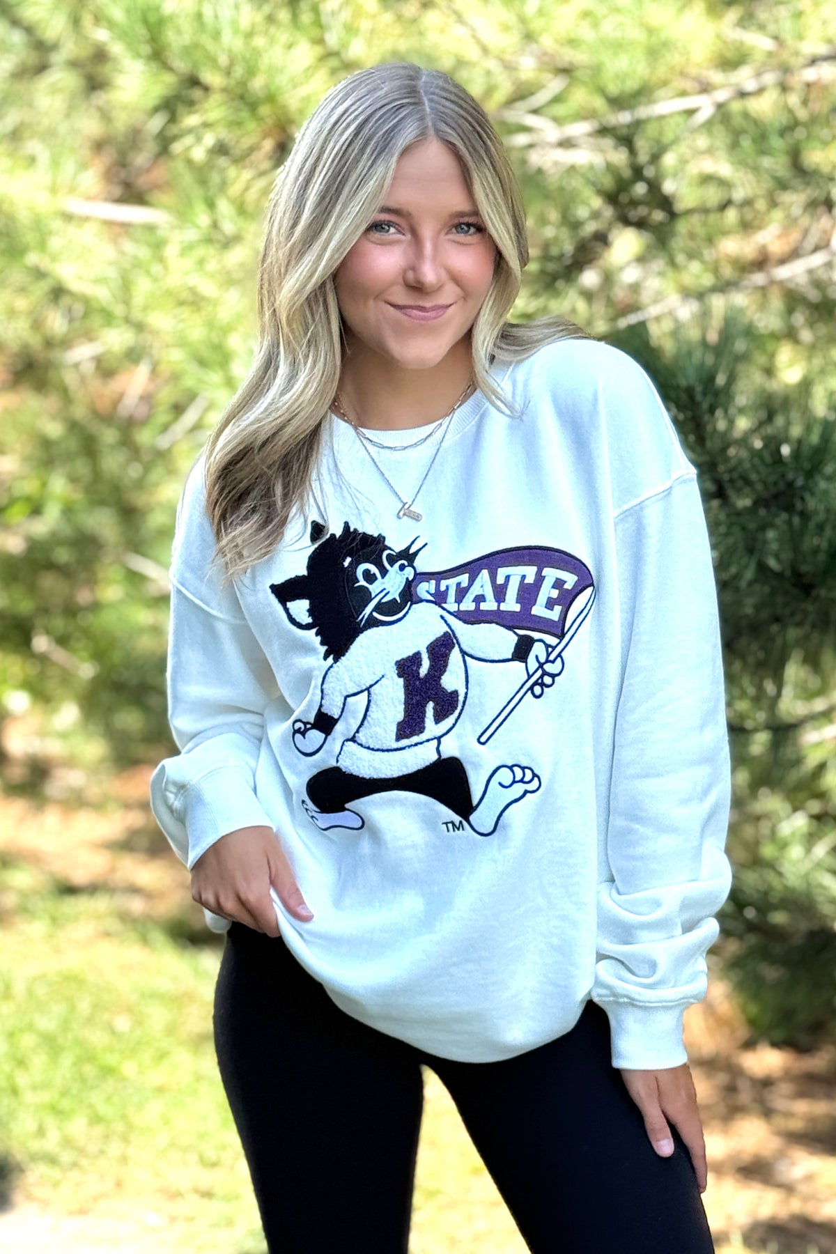 K-State Mascot Chenille Sweater : White