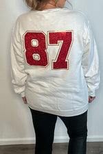 KC Glitter 87 Sweatshirt : White/Red/Gold