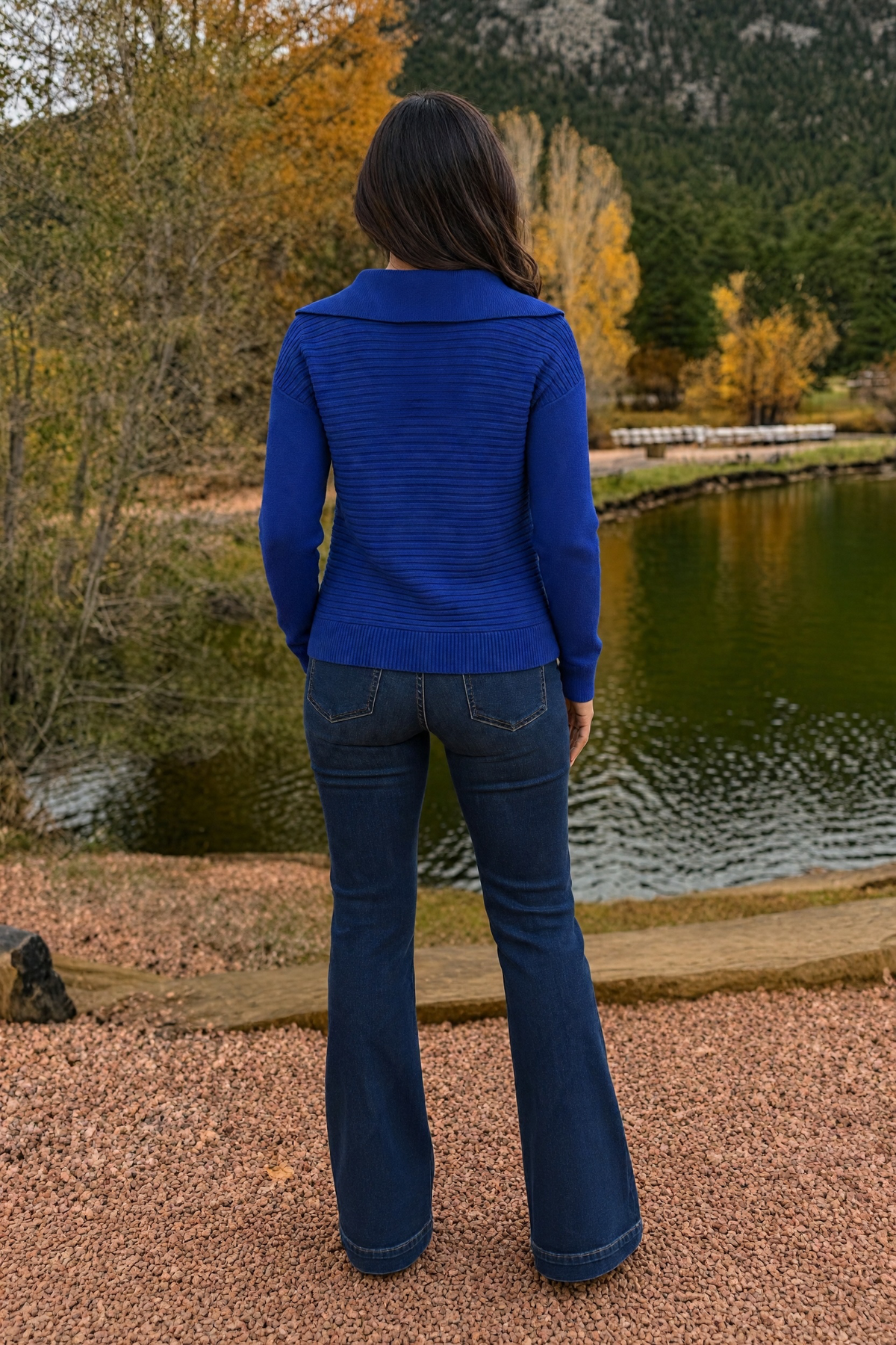 Tribal Amber Soft Zip Up Sweater : Electric Blue