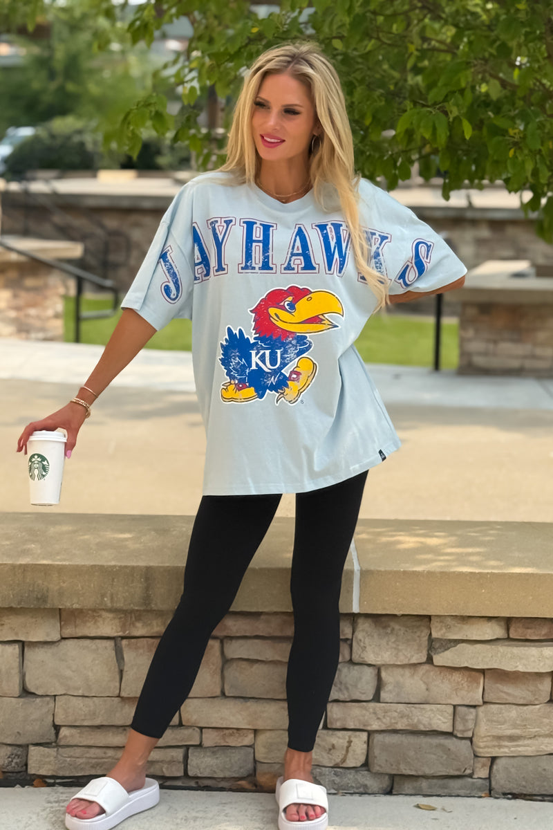 KU South Split Oversize Tee : Pale Blue