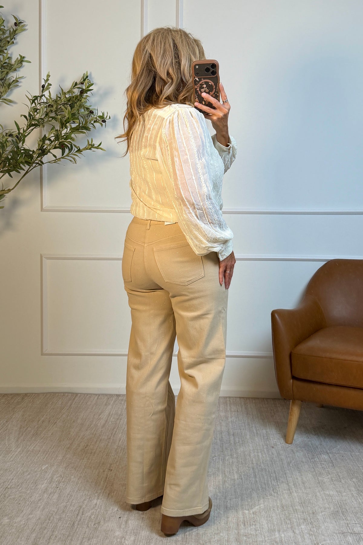 Basilia Sequin Accent Blouse : Off White