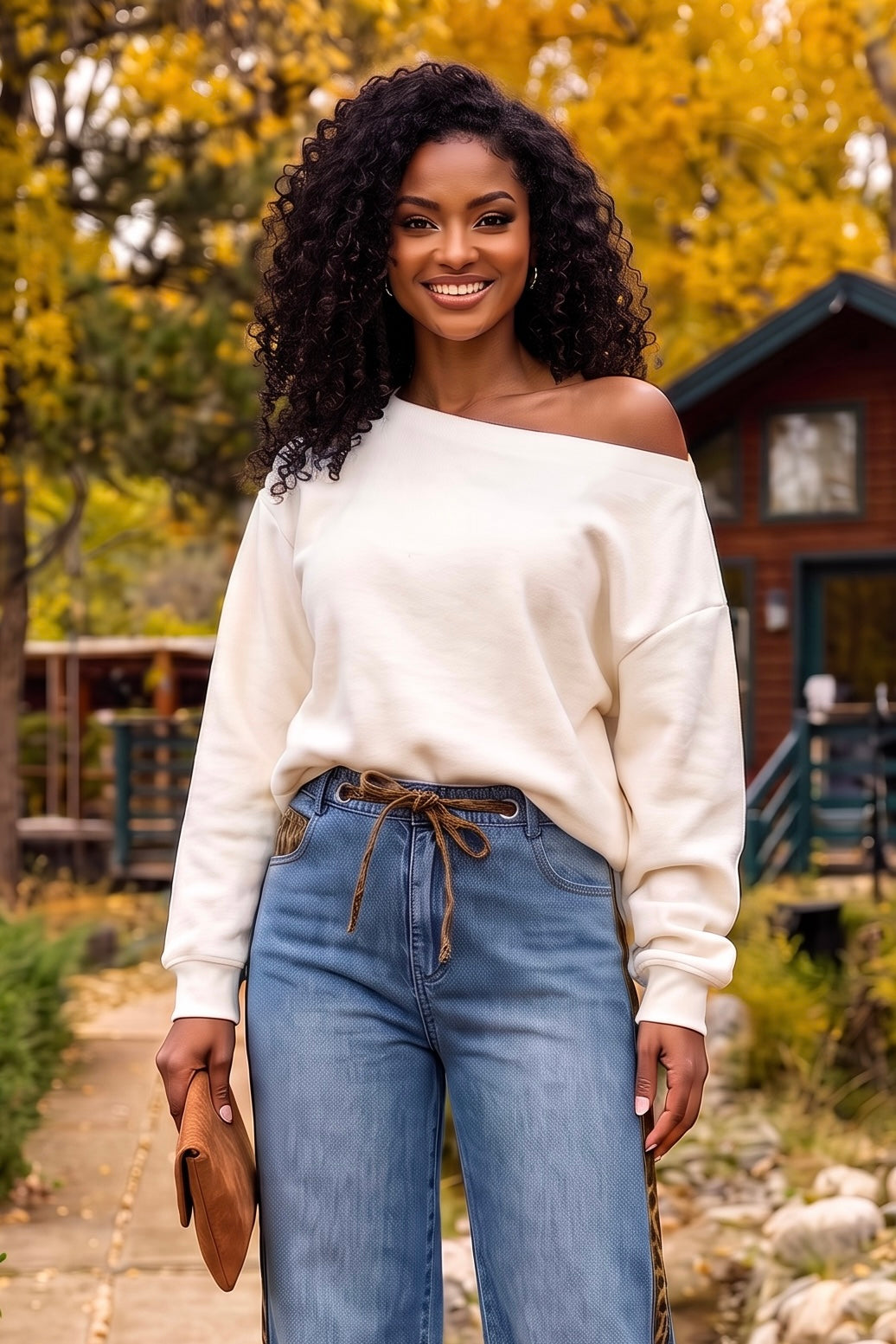 Mabeline Fleece Off Shoulder Top : Bone