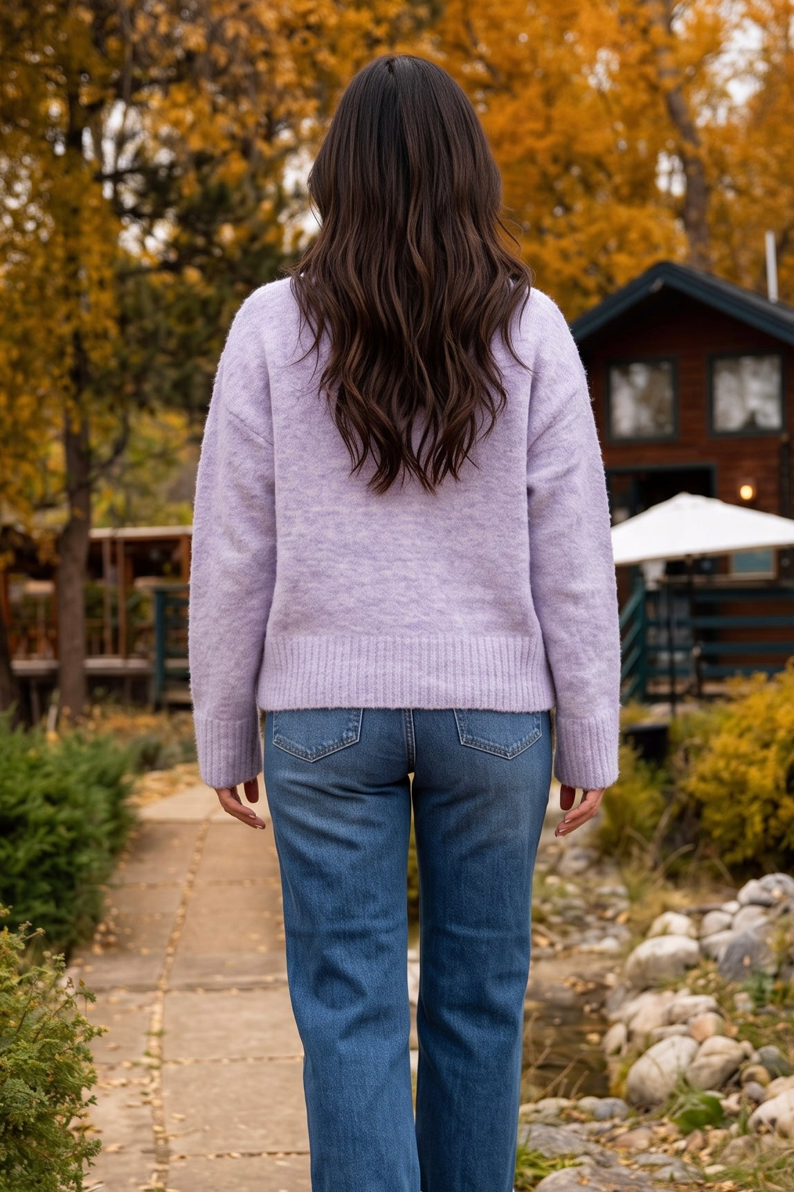 Langley Folded Cuffs Sweater Cardigan : Lavender