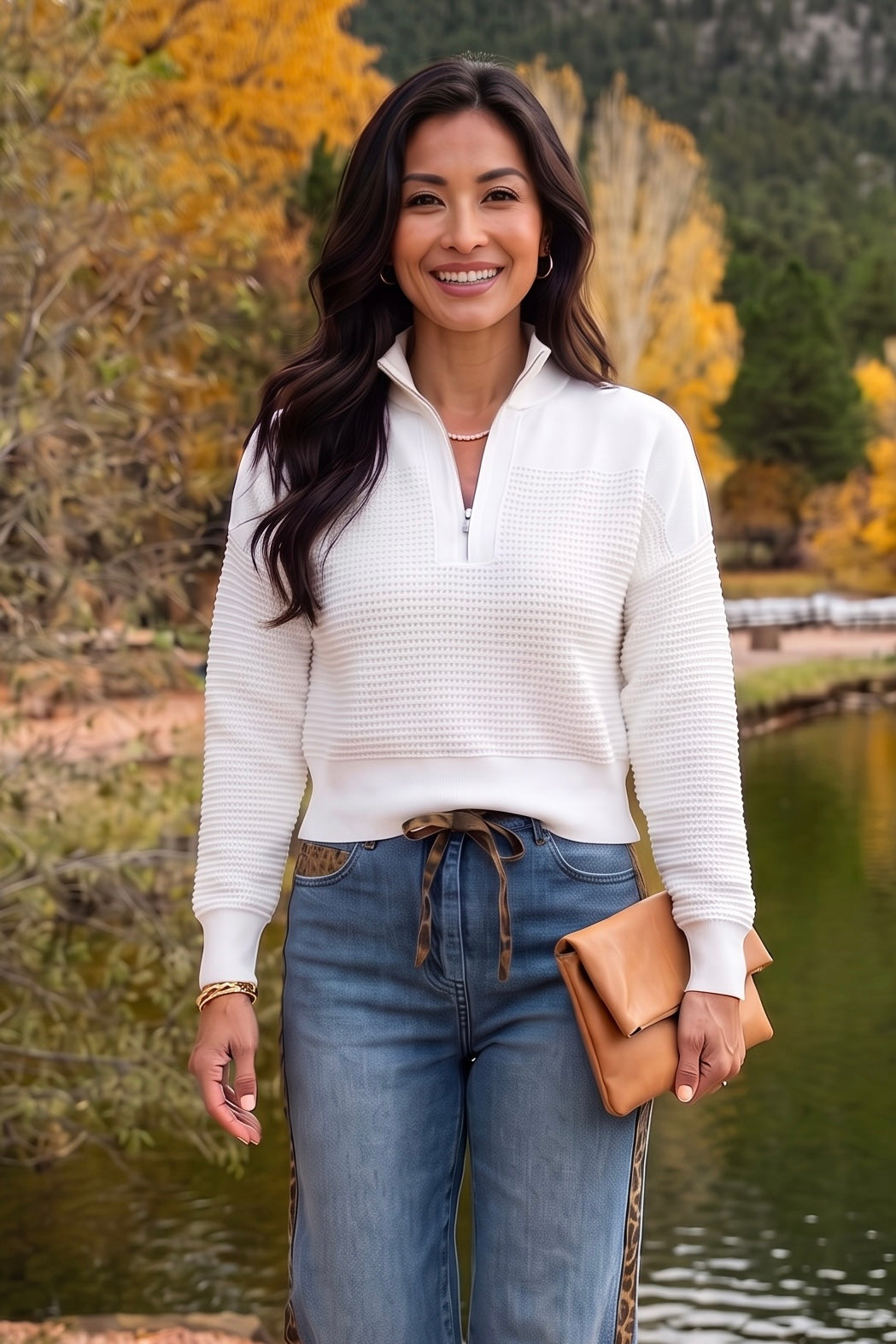 Milia Fine Gauge Half Zip Sweater : Off White