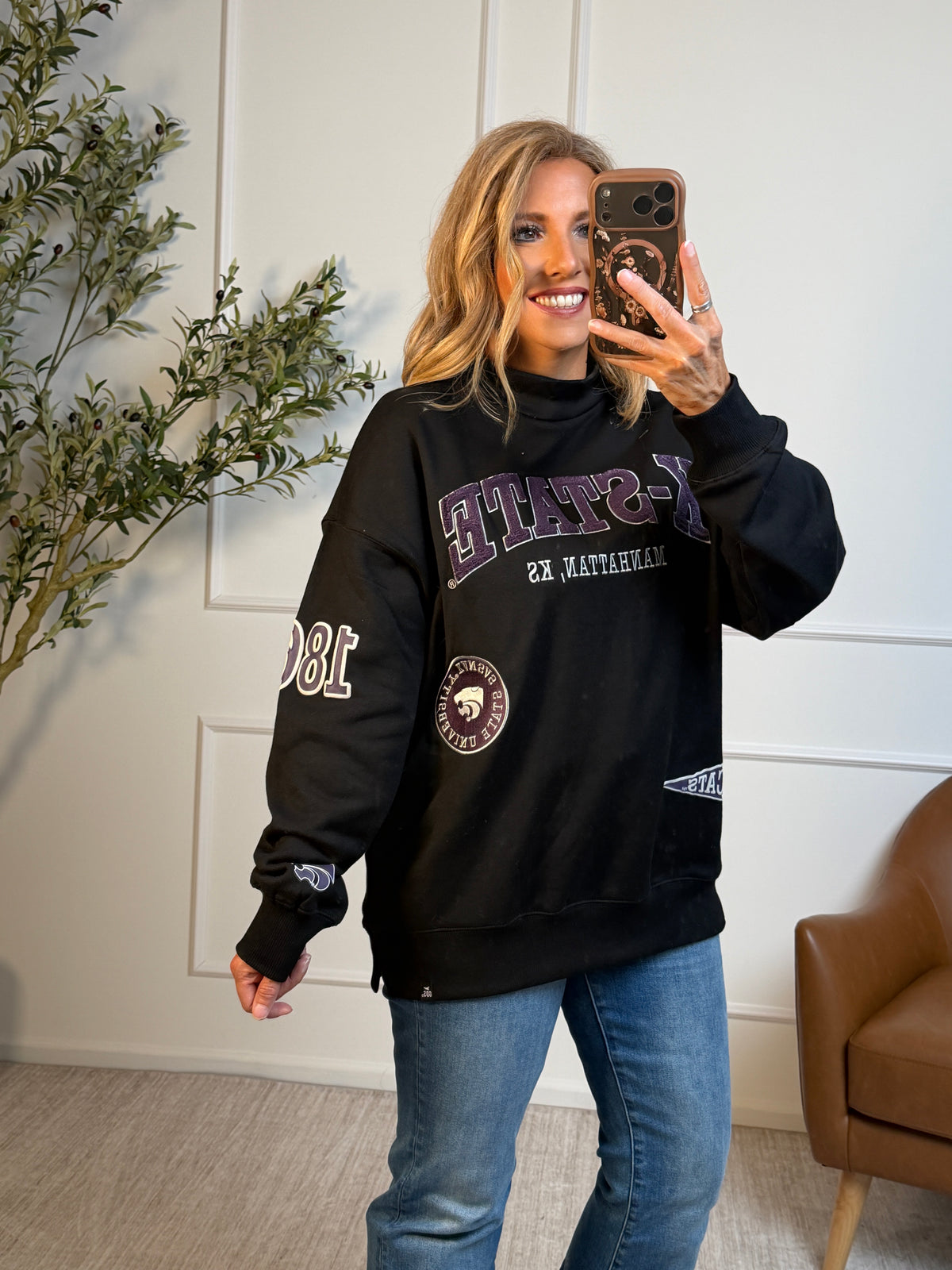 K-State Scatter Mock Neck Sweatshirt : Black