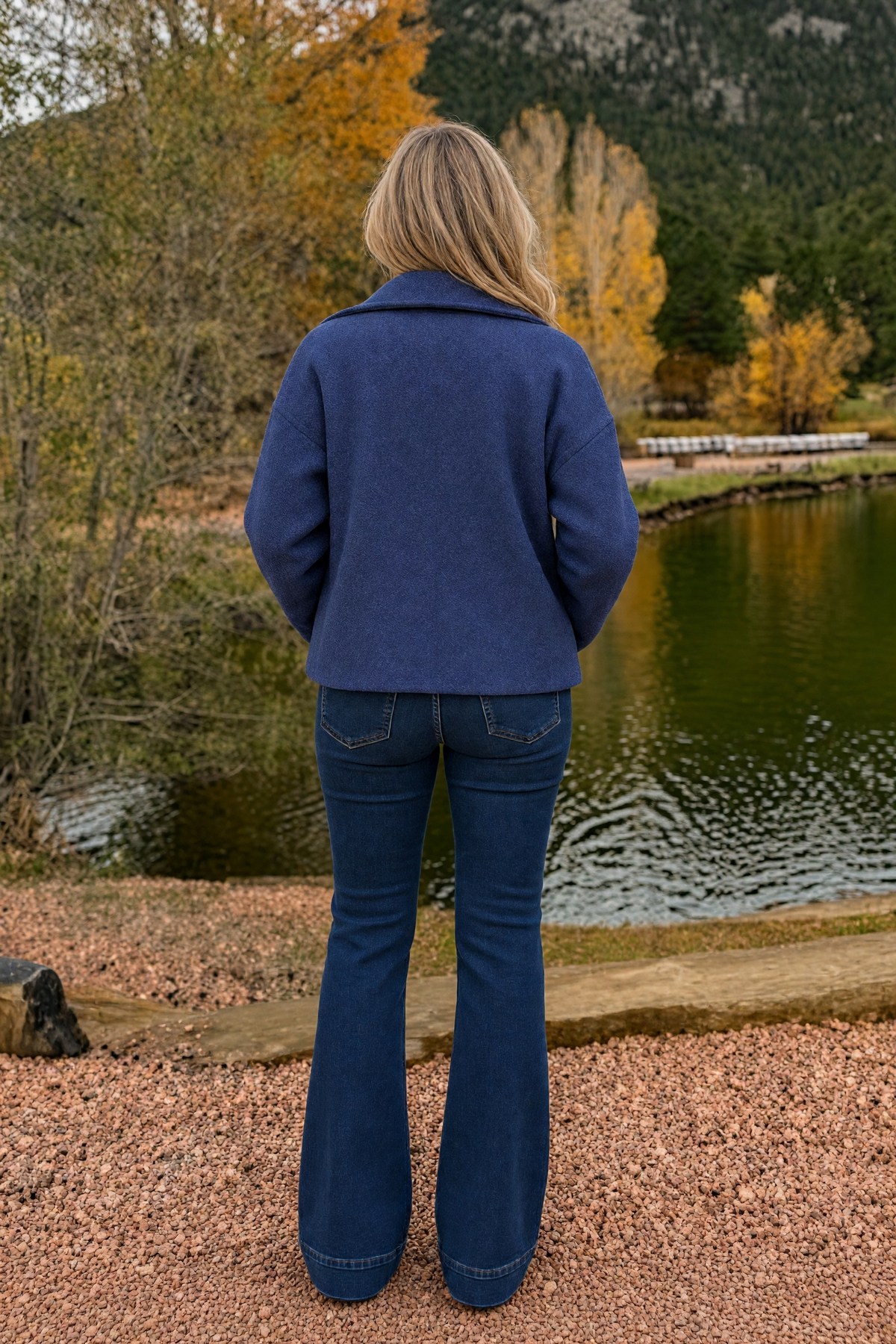 Tribal Kristine Funnel Neck Jacket : Indigo
