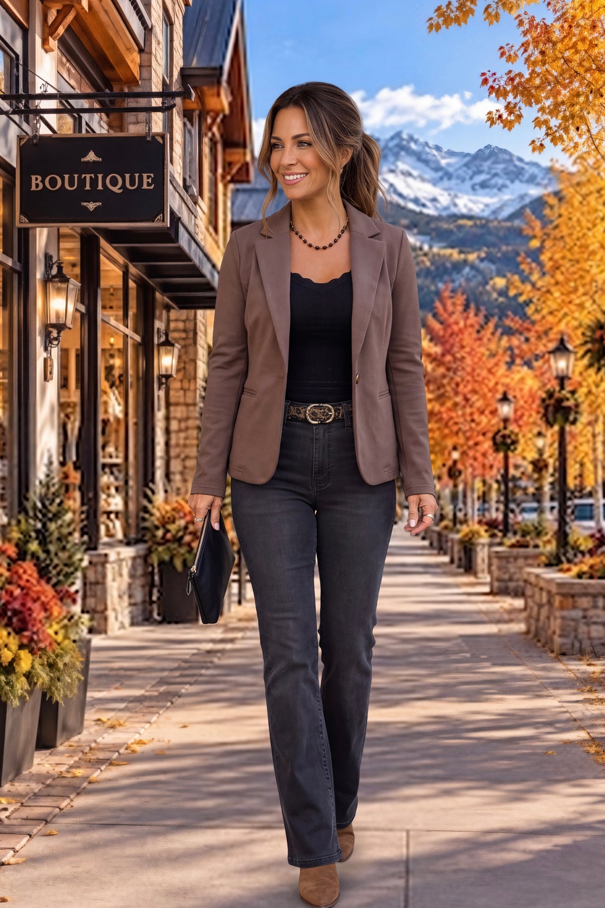 Sorelle Soft Knit Blazer : Brown
