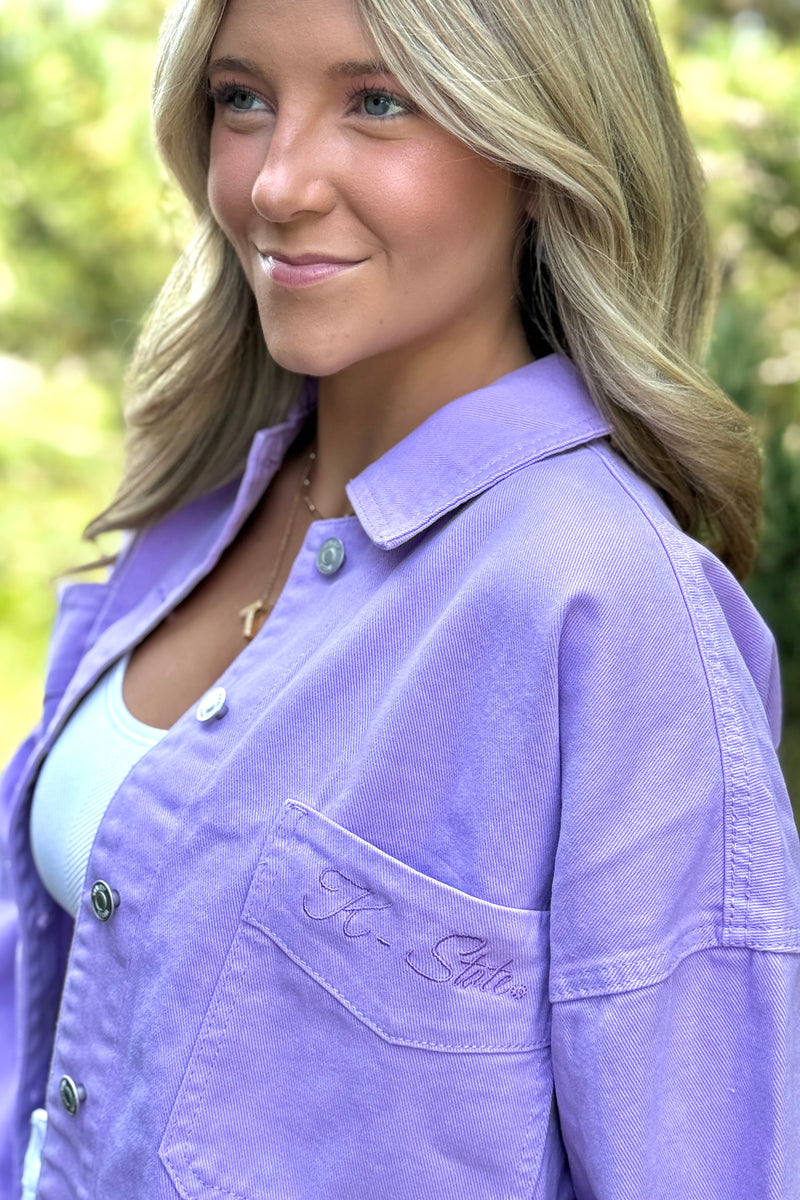 K-State Embroidered Canvas Jacket : Lavender