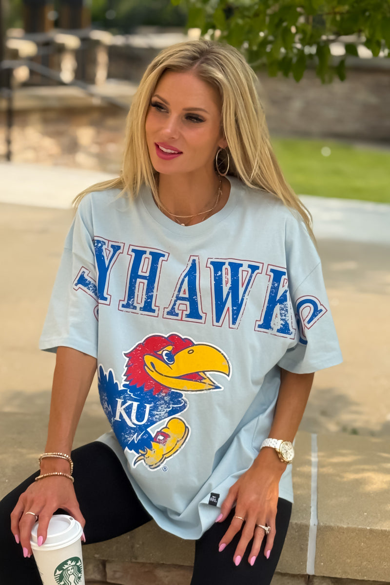 KU South Split Oversize Tee : Pale Blue