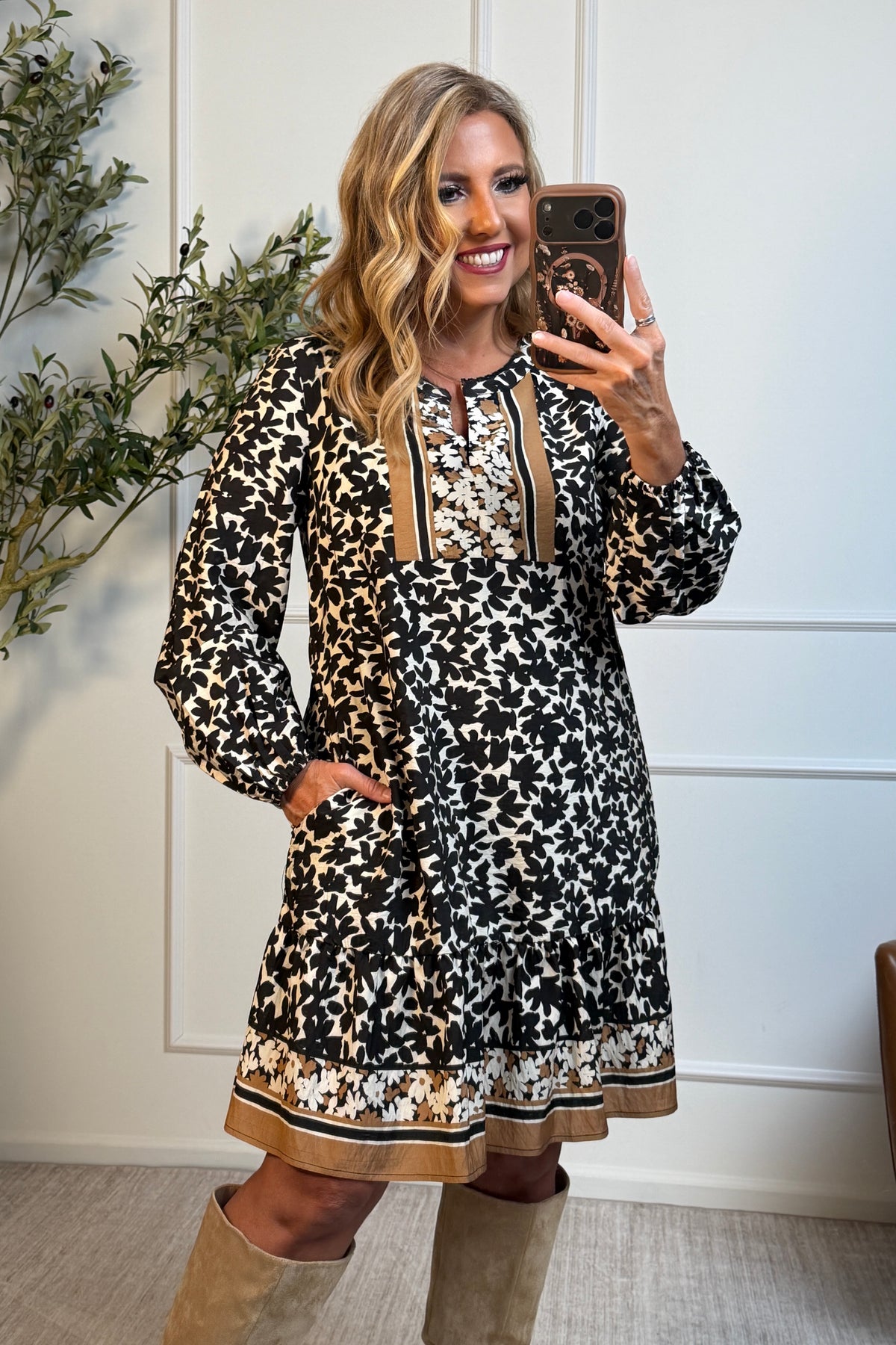 Tribal Ismene Long Sleeve Dress : Maple