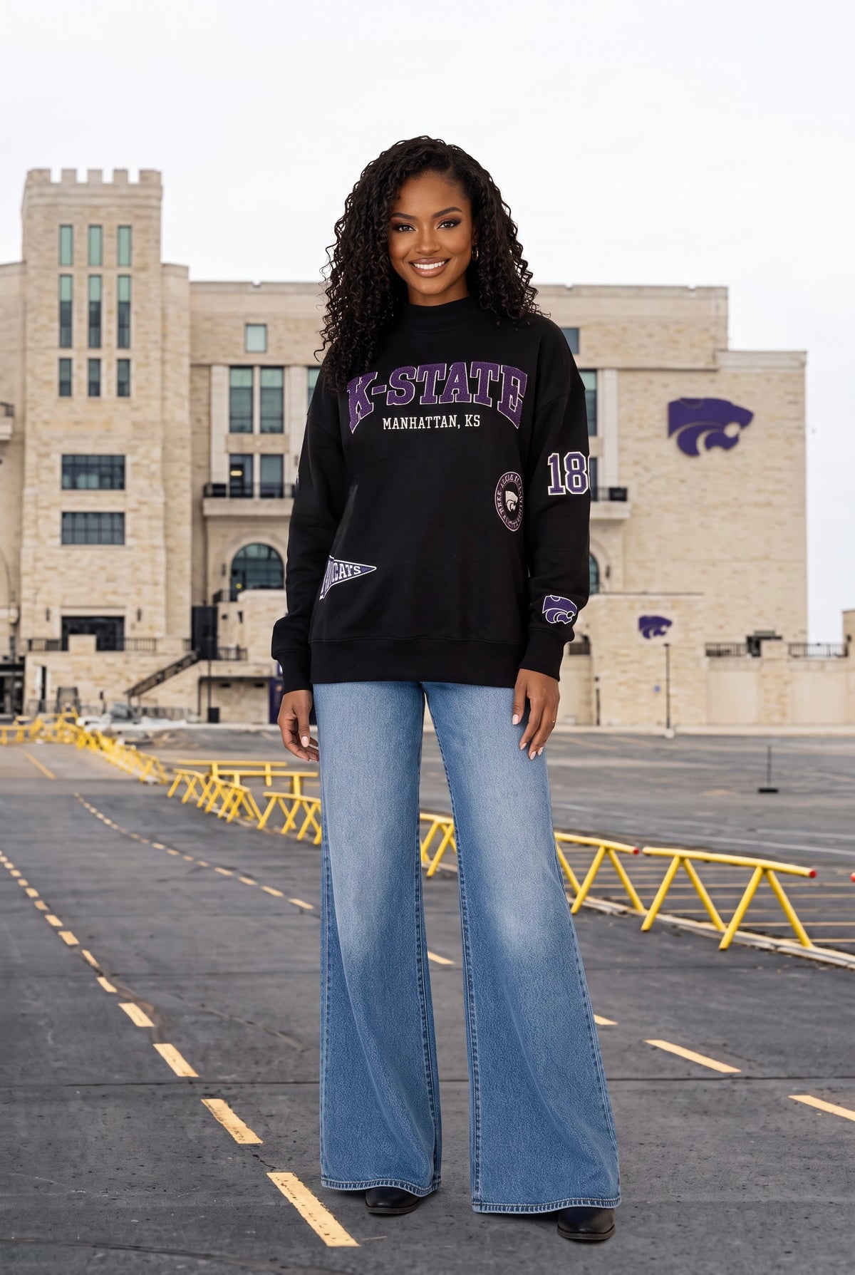 K-State Scatter Mock Neck Sweatshirt : Black