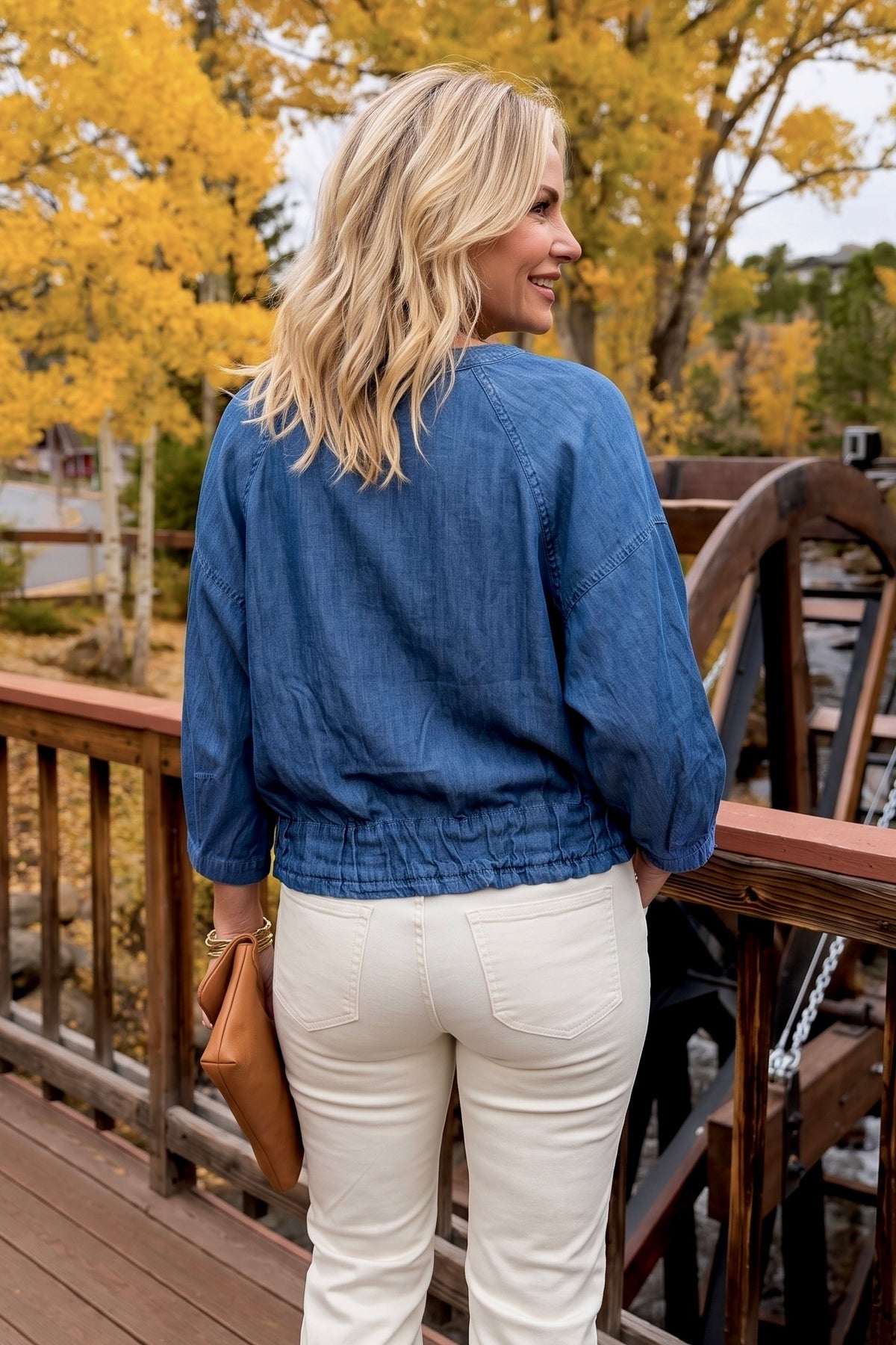 Elysia 3/4 Sleeve Tencel Jacket : Denim Blue