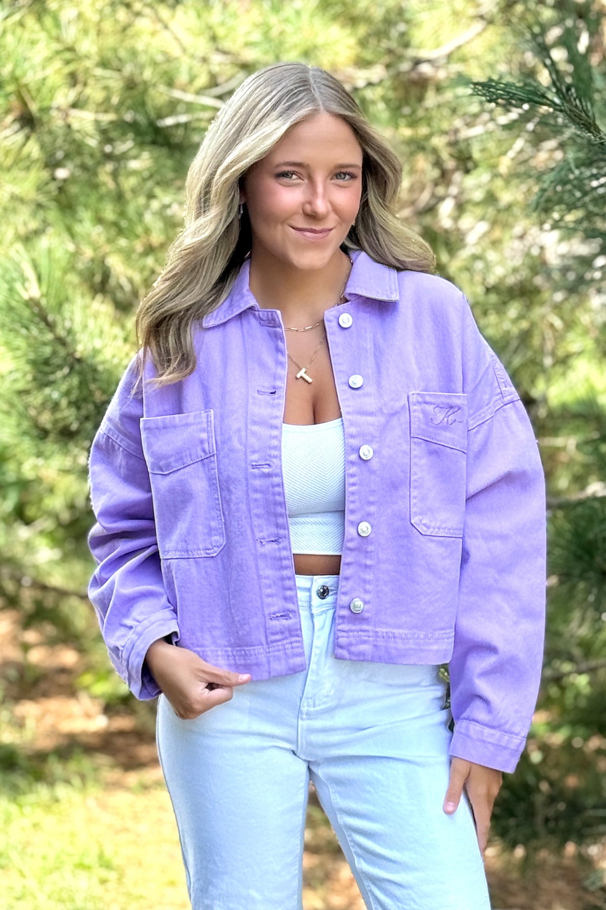 K-State Embroidered Canvas Jacket : Lavender