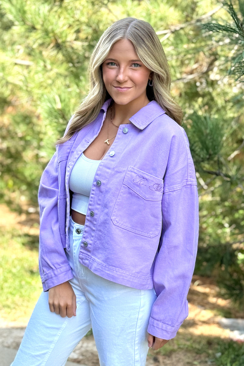 K-State Embroidered Canvas Jacket : Lavender