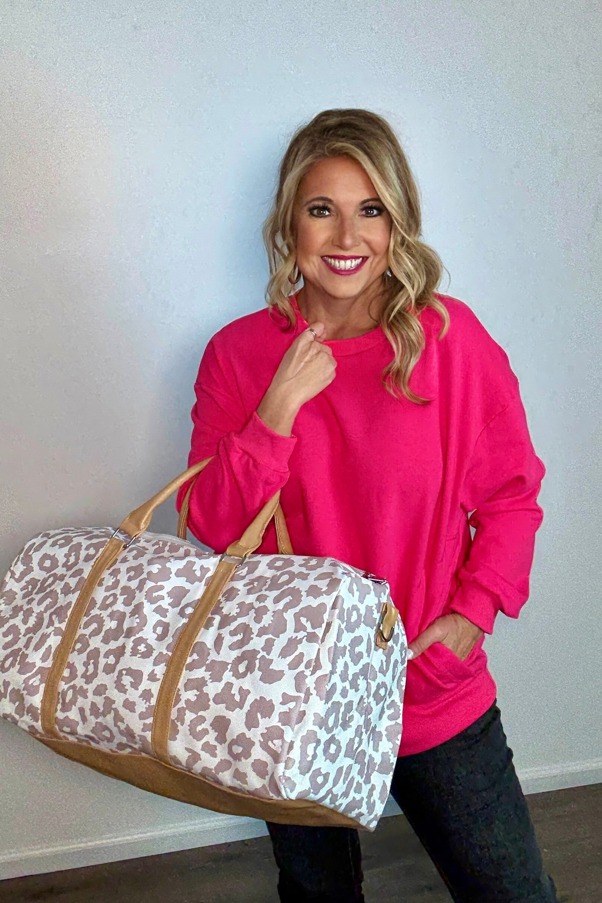 Florence Leopard Travel Bag : White