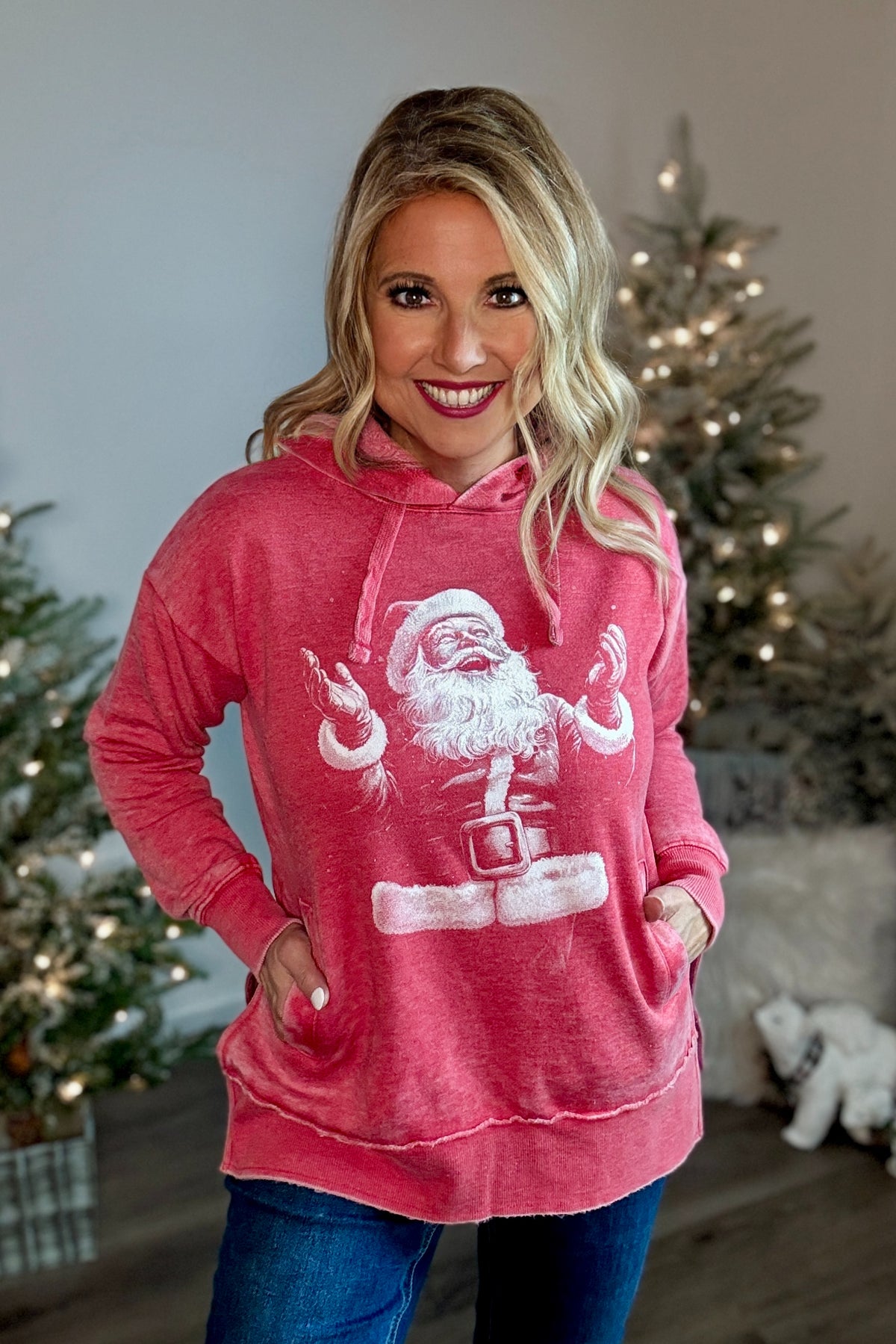Snowy Santa Hoodie : Red