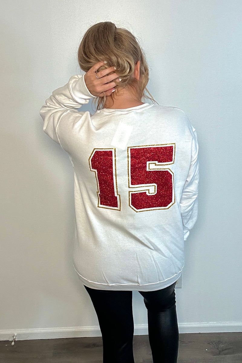 KC Glitter 15 Sweatshirt : White/Red/Gold