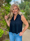 Eisley Pintuck Sleeveless w/ Lace detail Top : Black