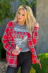 Fall Traditions Plaid Removable Hood Flannel : Red/Black