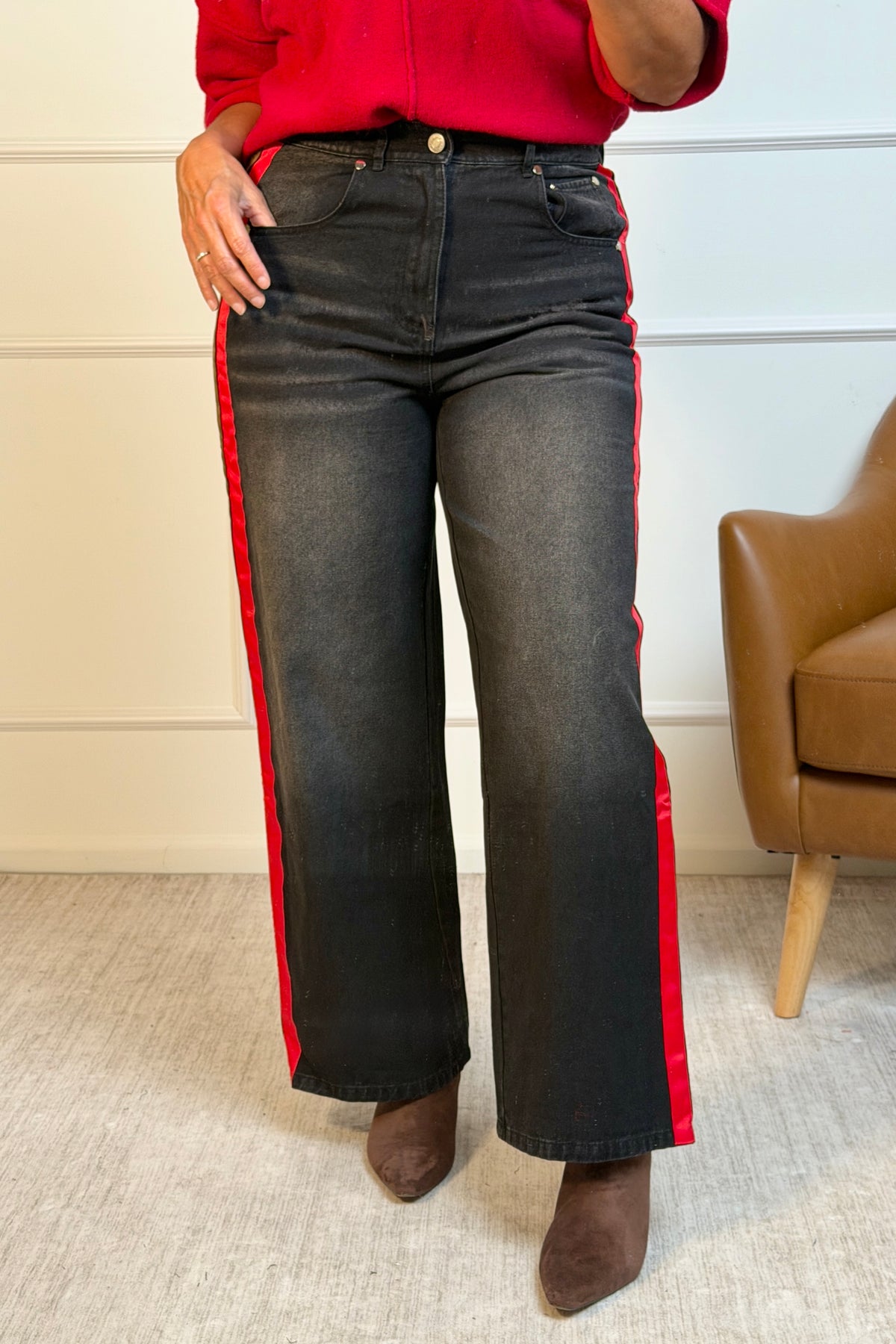 Jodifl Ottavia Side Stripe Jeans : Black