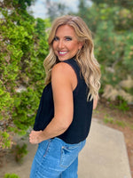 Eisley Pintuck Sleeveless w/ Lace detail Top : Black