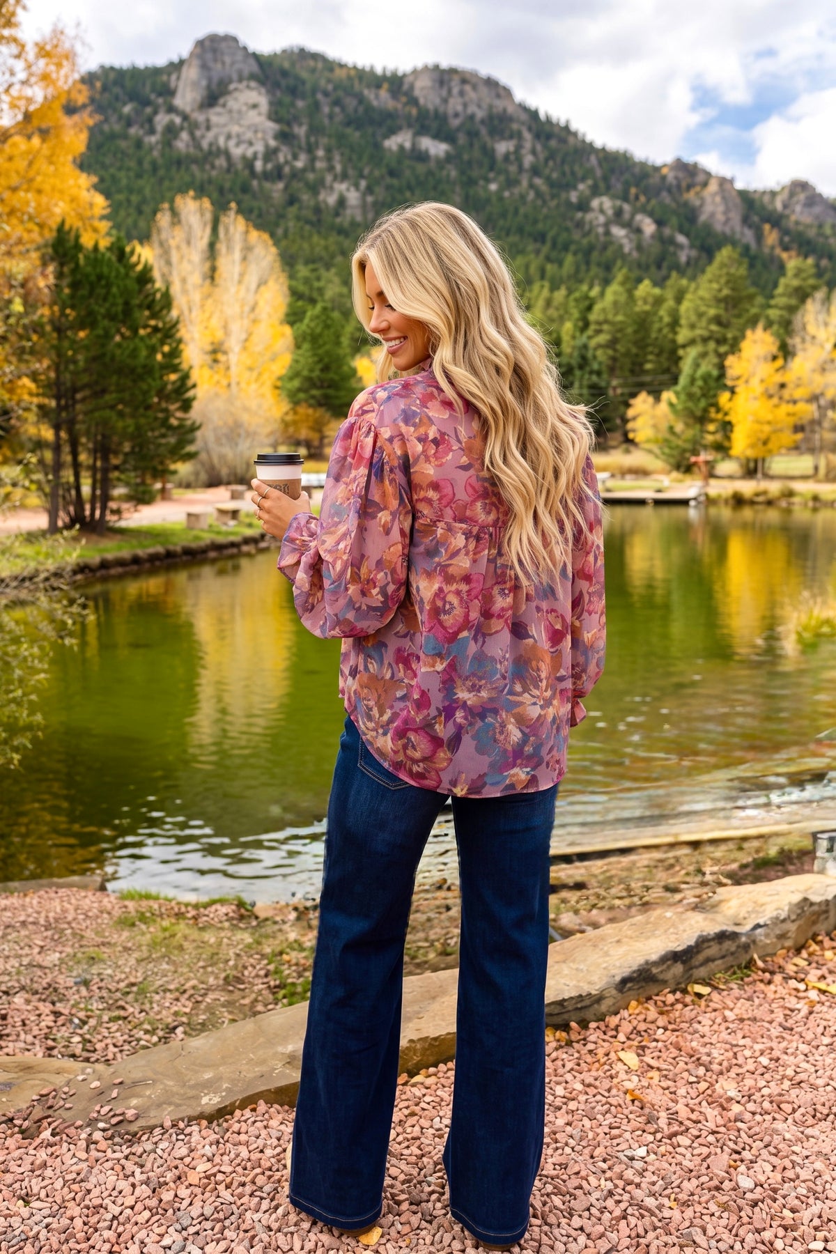 Lisette Floral Print Blouse : Dusty Mauve Multi