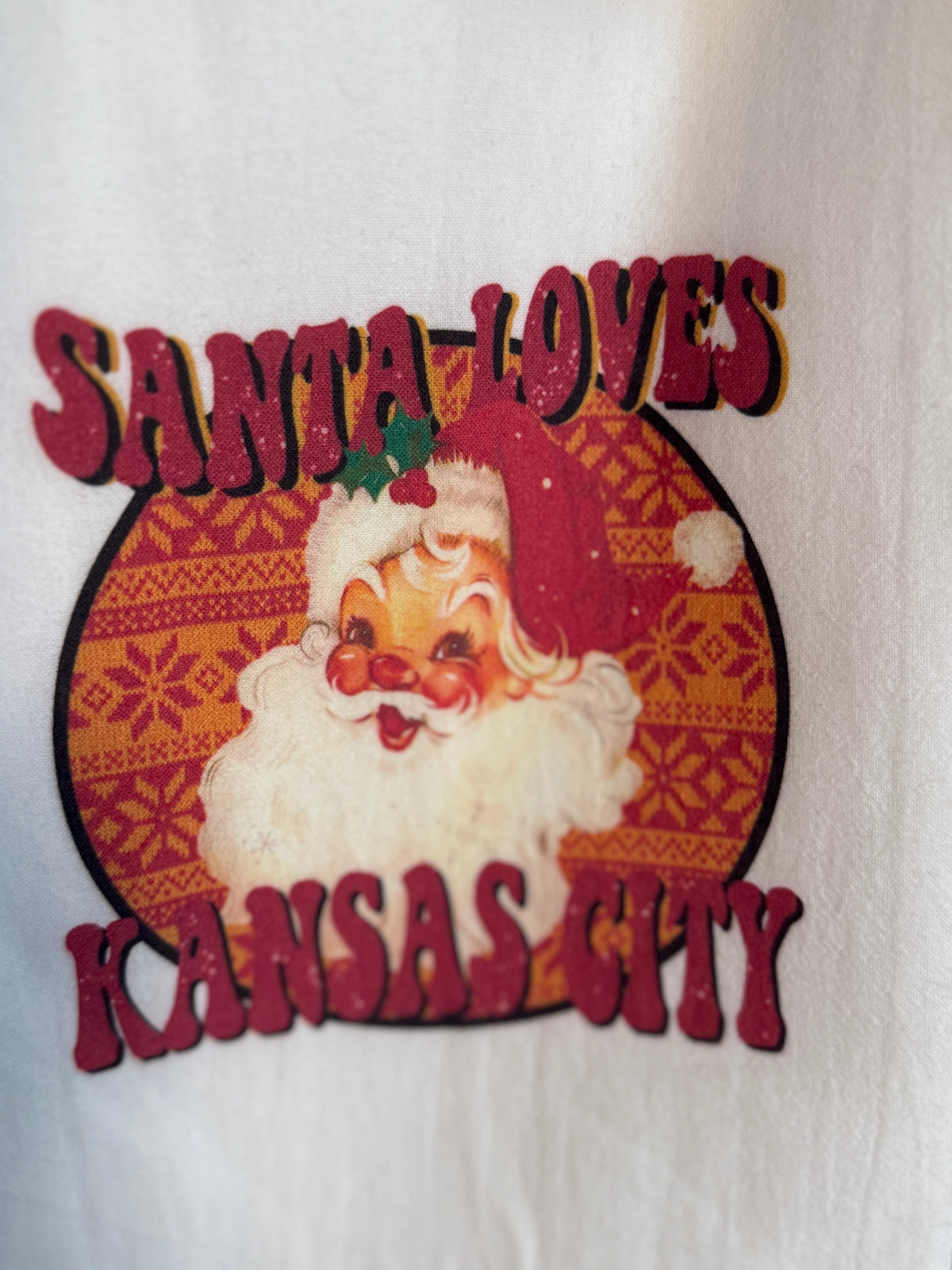 Santa Loves Kansas City Tea Towel - Pick Color