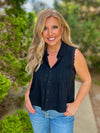 Eisley Pintuck Sleeveless w/ Lace detail Top : Black