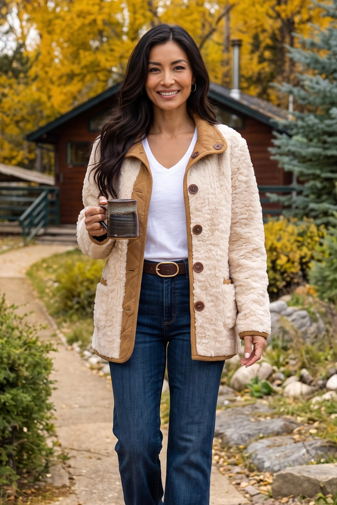 Tribal Avonlea Reversible Coat : Walnut
