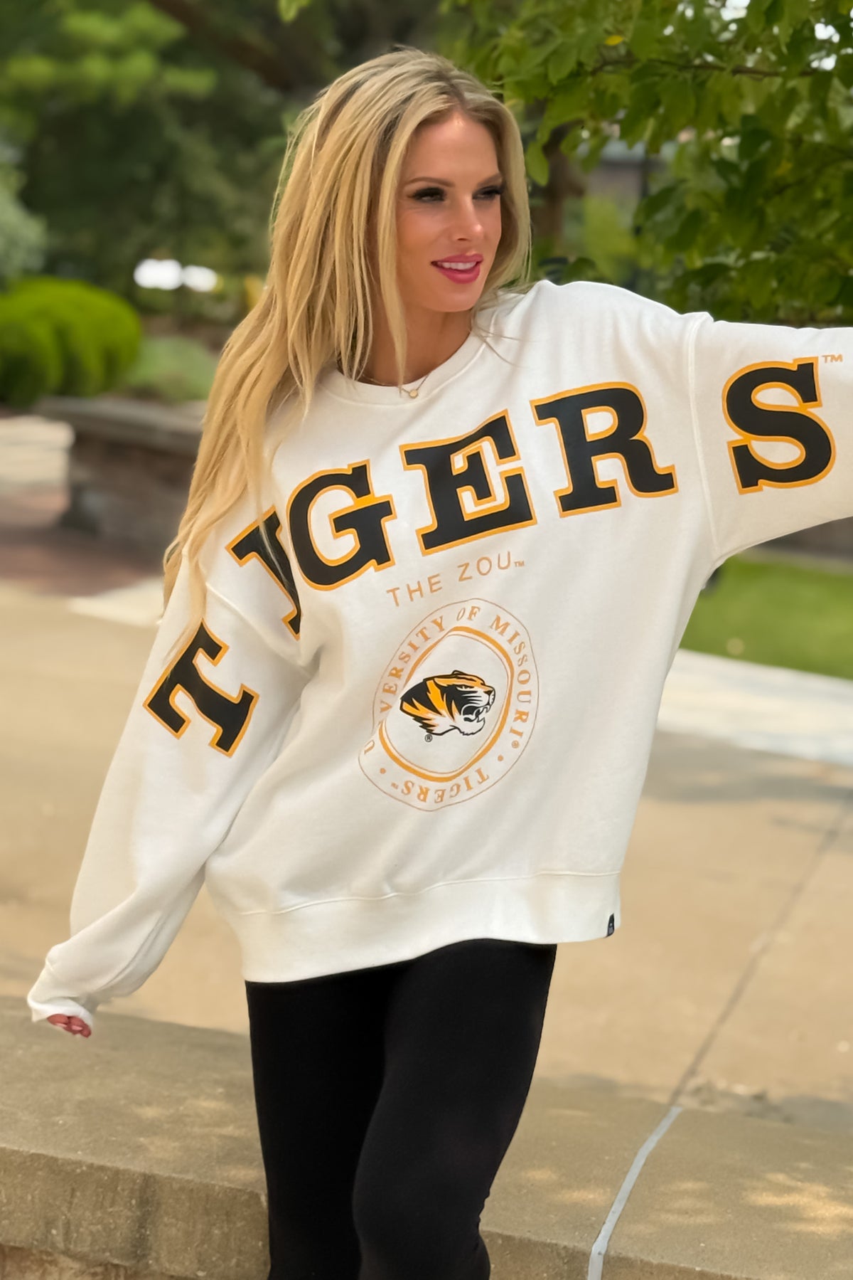 Mizzou Philly Split Crew Top : White