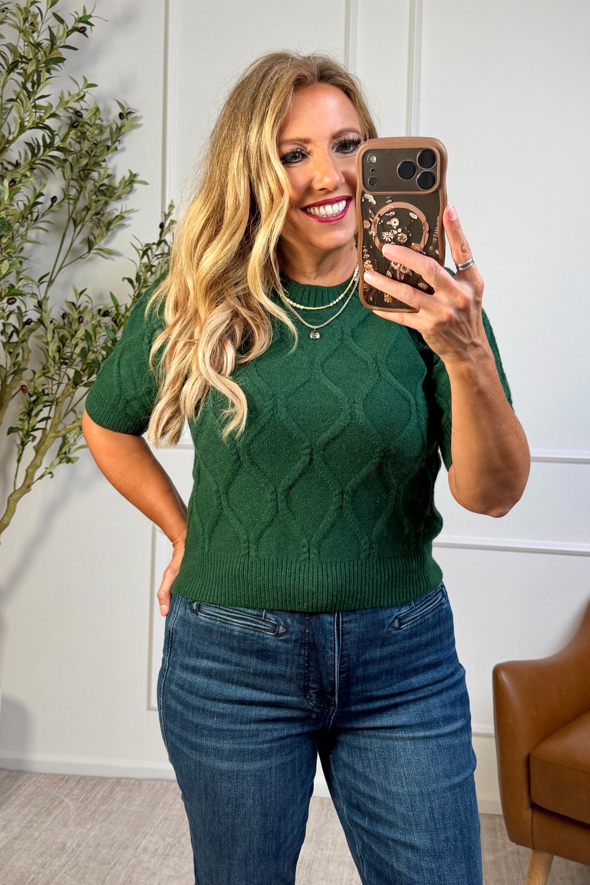 Lujan Textured Knit Sweater : Pine