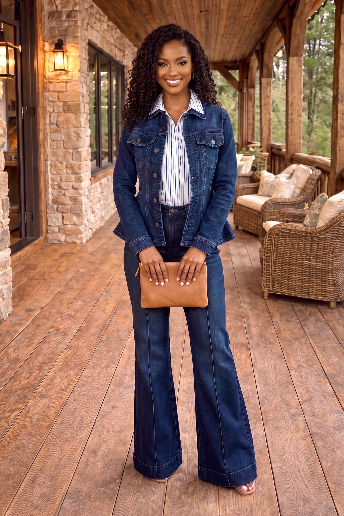 Liverpool Minae Flare Trucker Jacket : Delacey